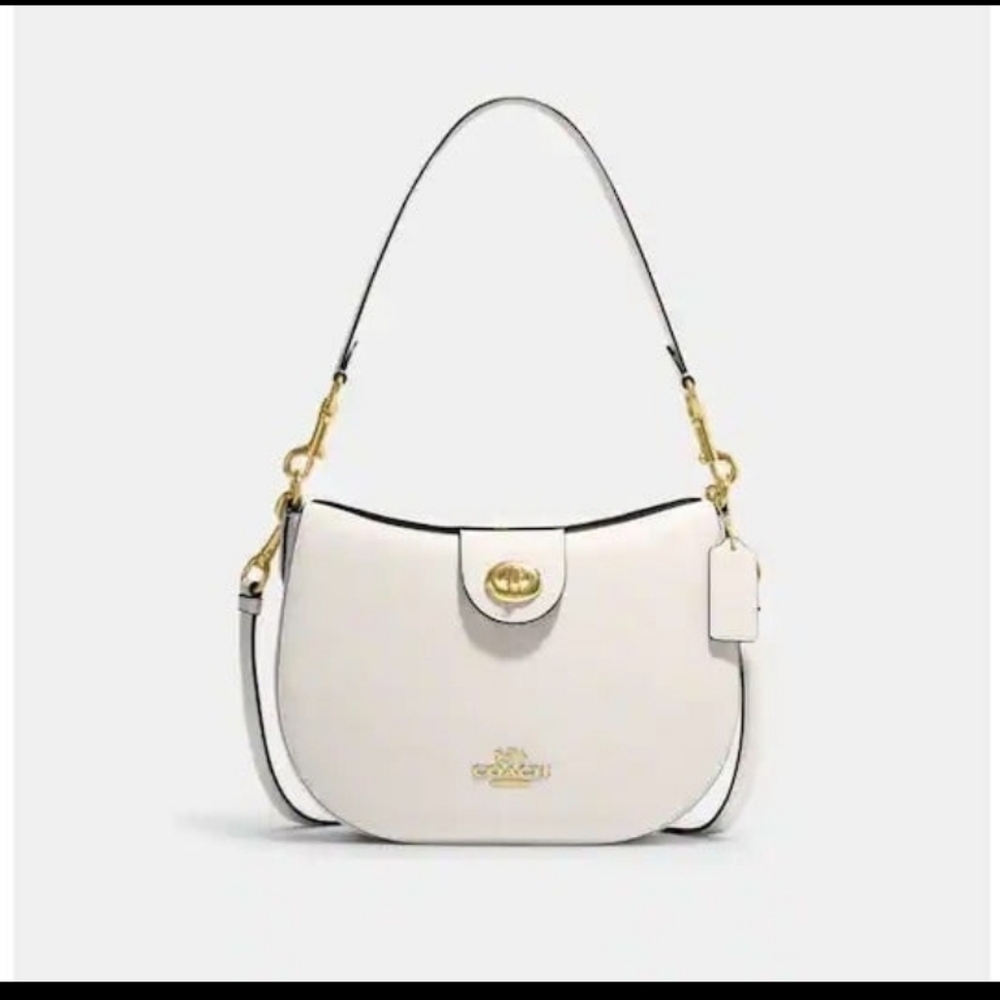 Coach CH196 Ella Hobo Leather Shoulder Crossbody Gold/Chalk - Picture 10 of 12
